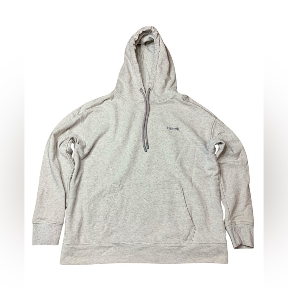 Bench Light Grey Marl Pullover Hoodie | Size Large | Minimalist Logo - Picture 1 of 8